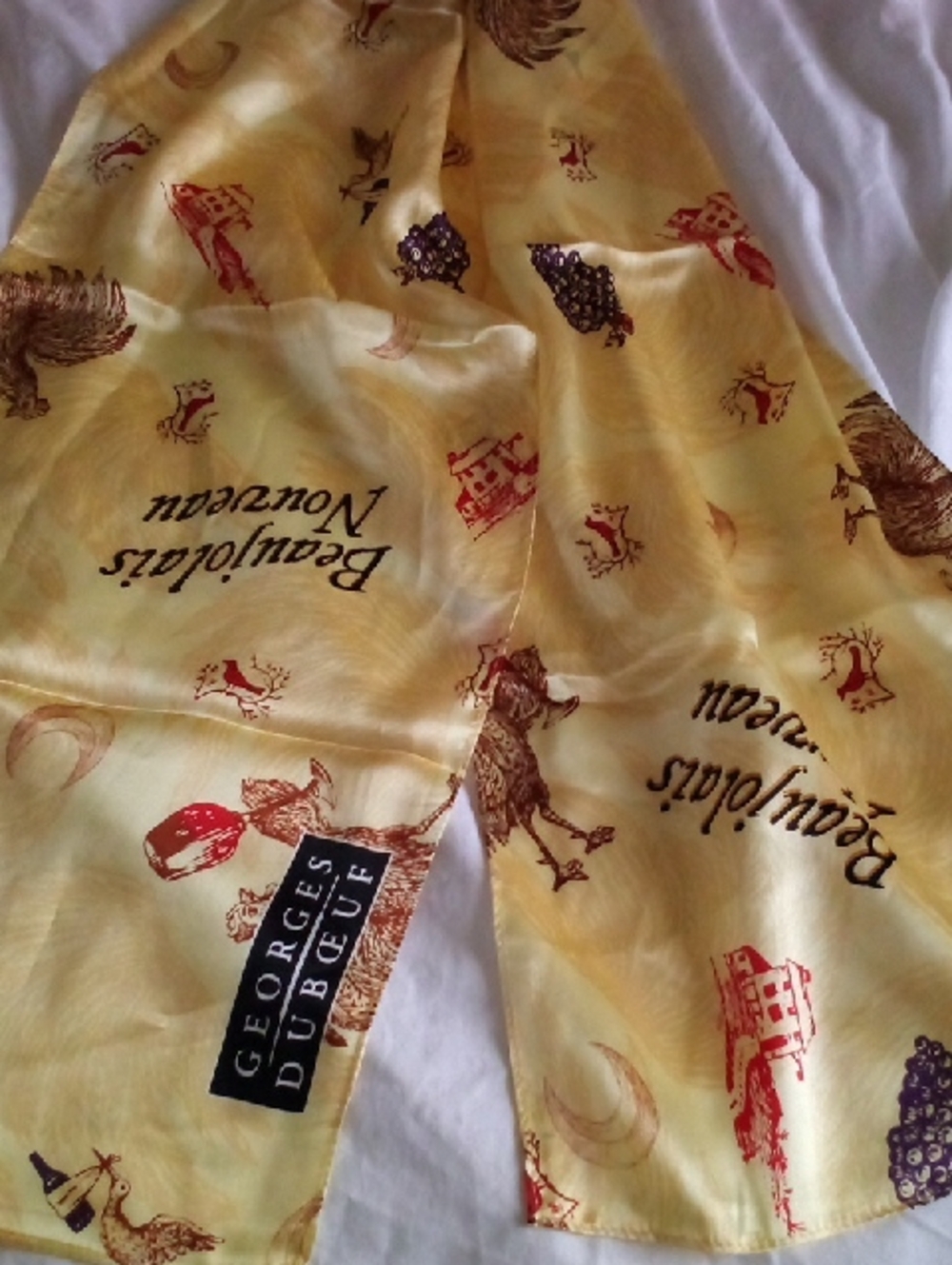 George Yellow Novelty Print Scarf 100% Silk Beautiful Art To Wear